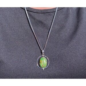 Handmade Genuine Kingman Copper Matrix Turquoise Pendant Necklace 18 in Chain **